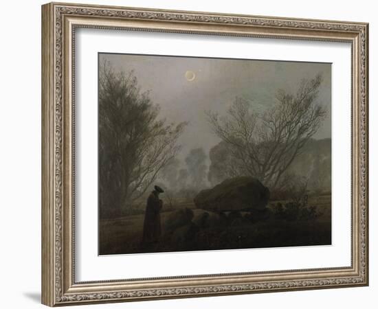 Walking at Dusk (Man Viewing a Prehistoric Grave)-Caspar David Friedrich-Framed Giclee Print