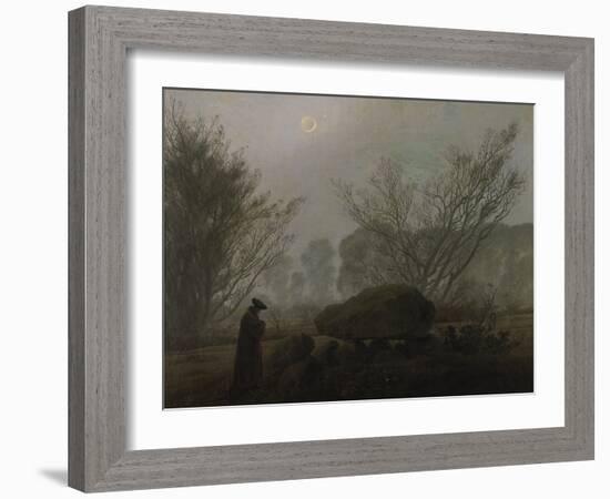 Walking at Dusk (Man Viewing a Prehistoric Grave)-Caspar David Friedrich-Framed Giclee Print