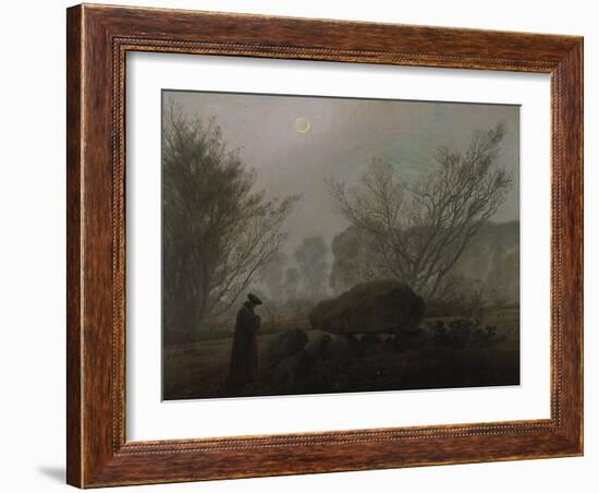Walking at Dusk (Man Viewing a Prehistoric Grave)-Caspar David Friedrich-Framed Giclee Print
