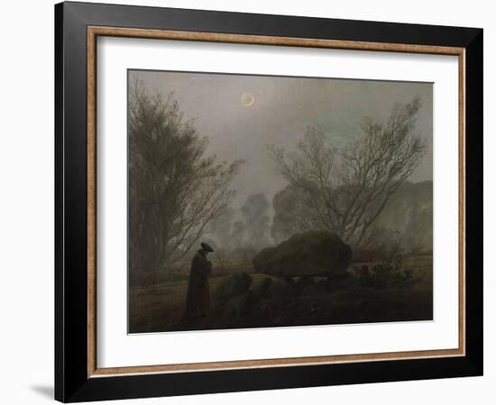 Walking at Dusk (Man Viewing a Prehistoric Grave)-Caspar David Friedrich-Framed Giclee Print