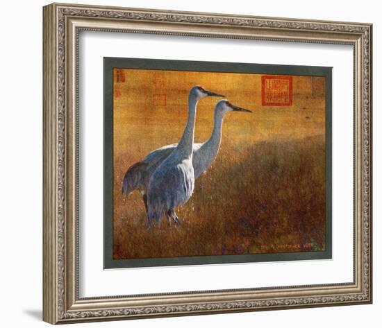Walking Cranes-Chris Vest-Framed Art Print