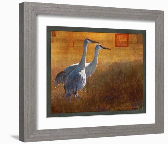 Walking Cranes-Chris Vest-Framed Art Print