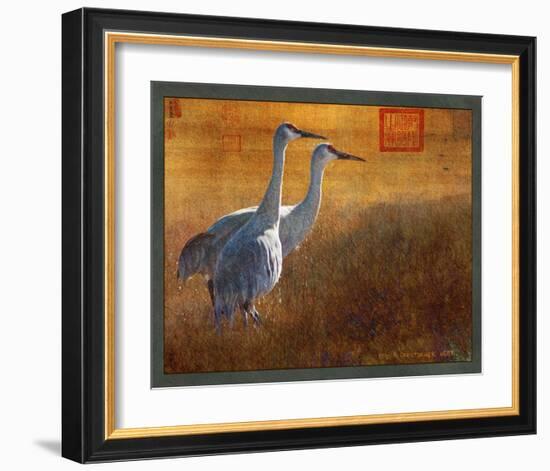 Walking Cranes-Chris Vest-Framed Art Print