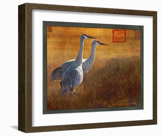 Walking Cranes-Chris Vest-Framed Art Print