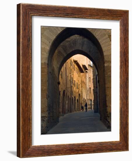 Walking Down the Medieval Streets, San Gimignano, Tuscany, Italy-Janis Miglavs-Framed Photographic Print