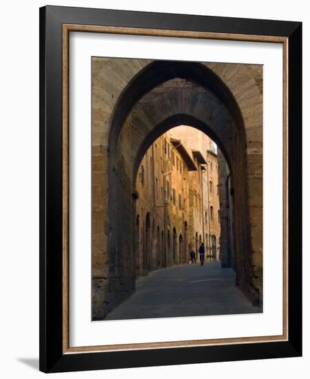 Walking Down the Medieval Streets, San Gimignano, Tuscany, Italy-Janis Miglavs-Framed Photographic Print