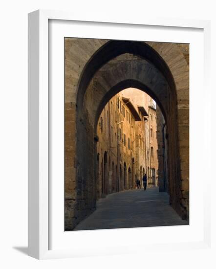 Walking Down the Medieval Streets, San Gimignano, Tuscany, Italy-Janis Miglavs-Framed Photographic Print