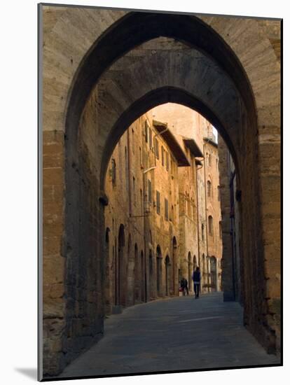 Walking Down the Medieval Streets, San Gimignano, Tuscany, Italy-Janis Miglavs-Mounted Photographic Print