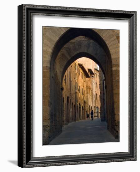 Walking Down the Medieval Streets, San Gimignano, Tuscany, Italy-Janis Miglavs-Framed Photographic Print