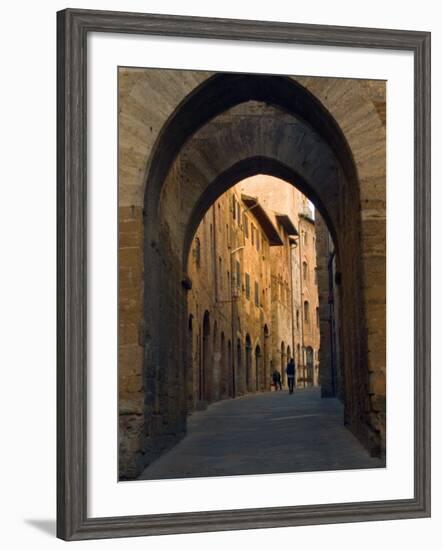 Walking Down the Medieval Streets, San Gimignano, Tuscany, Italy-Janis Miglavs-Framed Photographic Print