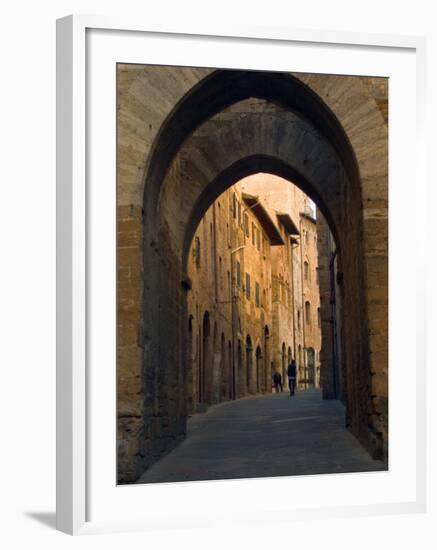 Walking Down the Medieval Streets, San Gimignano, Tuscany, Italy-Janis Miglavs-Framed Photographic Print