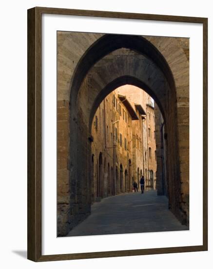 Walking Down the Medieval Streets, San Gimignano, Tuscany, Italy-Janis Miglavs-Framed Photographic Print