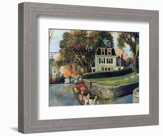 "Walking Home in the Rain," October 20, 1962-John Clymer-Framed Giclee Print