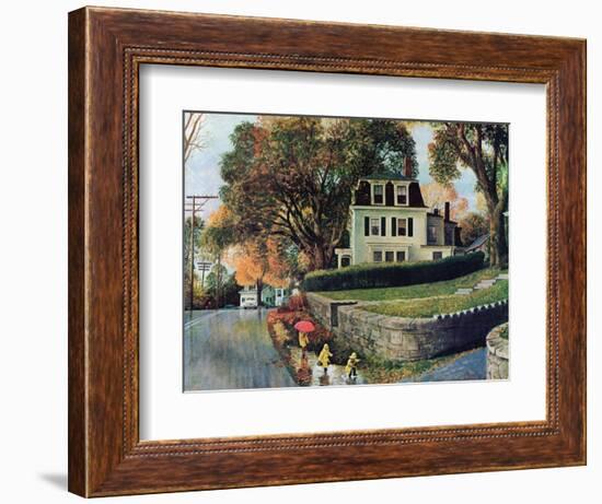 "Walking Home in the Rain," October 20, 1962-John Clymer-Framed Giclee Print