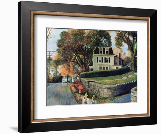 "Walking Home in the Rain," October 20, 1962-John Clymer-Framed Giclee Print