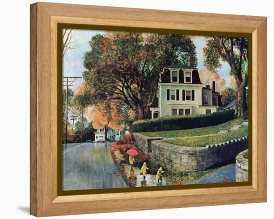 "Walking Home in the Rain," October 20, 1962-John Clymer-Framed Premier Image Canvas