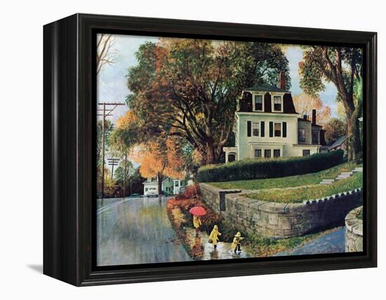 "Walking Home in the Rain," October 20, 1962-John Clymer-Framed Premier Image Canvas