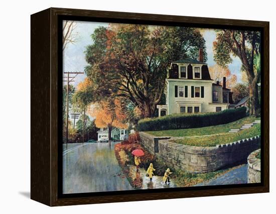 "Walking Home in the Rain," October 20, 1962-John Clymer-Framed Premier Image Canvas