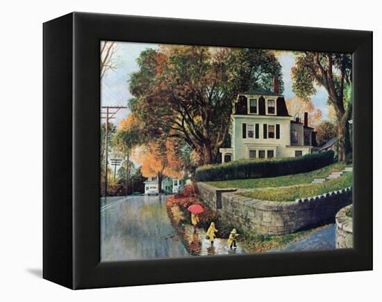 "Walking Home in the Rain," October 20, 1962-John Clymer-Framed Premier Image Canvas