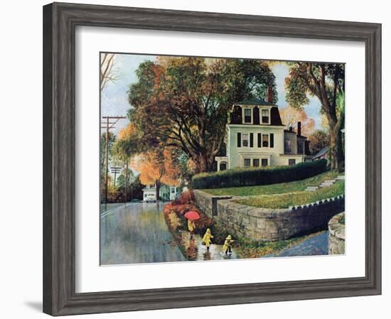 "Walking Home in the Rain," October 20, 1962-John Clymer-Framed Premium Giclee Print