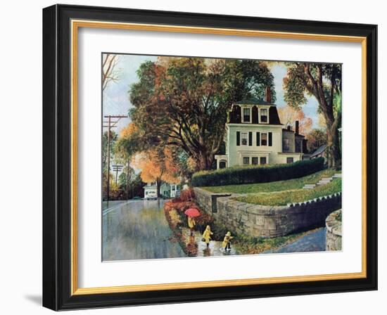 "Walking Home in the Rain," October 20, 1962-John Clymer-Framed Premium Giclee Print