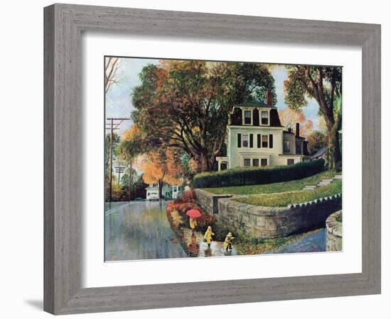 "Walking Home in the Rain," October 20, 1962-John Clymer-Framed Giclee Print