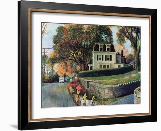 "Walking Home in the Rain," October 20, 1962-John Clymer-Framed Giclee Print