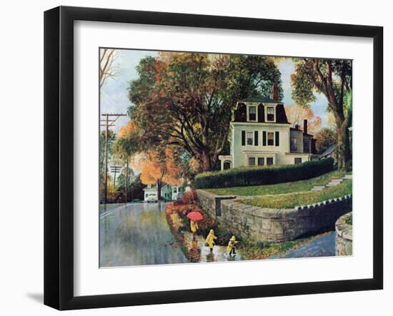 "Walking Home in the Rain," October 20, 1962-John Clymer-Framed Giclee Print