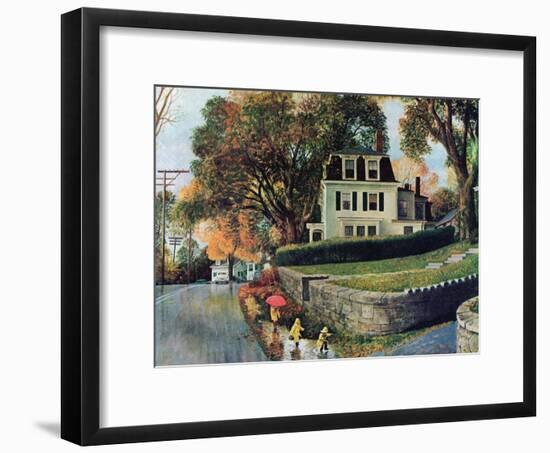 "Walking Home in the Rain," October 20, 1962-John Clymer-Framed Giclee Print