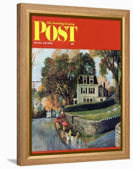 "Walking Home in the Rain," Saturday Evening Post Cover, October 20, 1962-John Clymer-Framed Premier Image Canvas