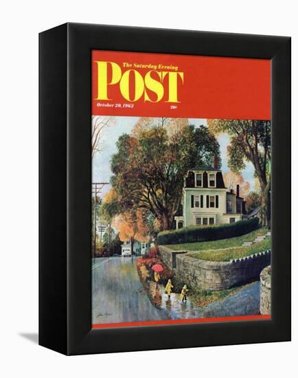 "Walking Home in the Rain," Saturday Evening Post Cover, October 20, 1962-John Clymer-Framed Premier Image Canvas