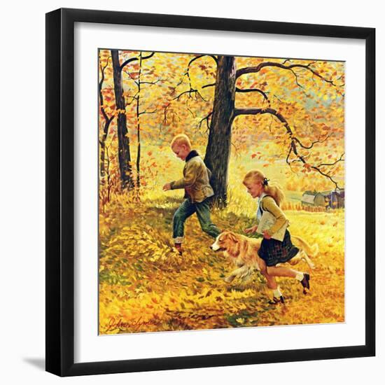 "Walking Home Through Leaves", October 7, 1950-John Clymer-Framed Giclee Print