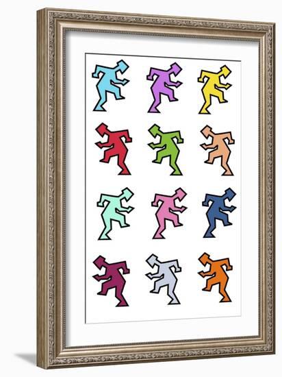 Walking Men Pattern I-Miguel Balbás-Framed Giclee Print