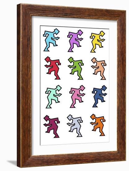 Walking Men Pattern I-Miguel Balbás-Framed Giclee Print