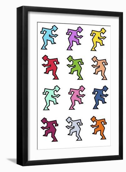 Walking Men Pattern I-Miguel Balbás-Framed Giclee Print