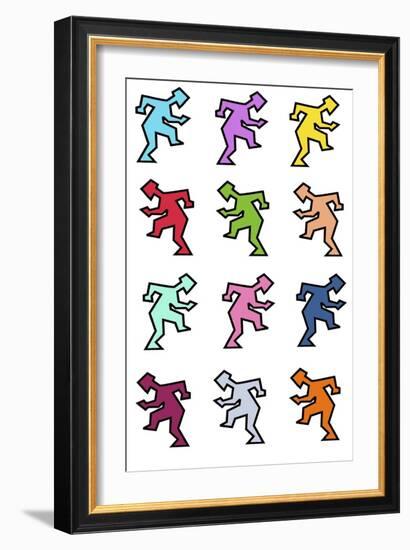 Walking Men Pattern I-Miguel Balbás-Framed Giclee Print