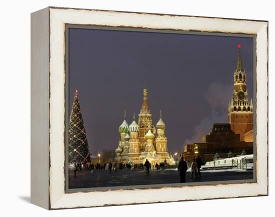 Walking Past a Huge Christmas Tree in Red Square in Moscow-null-Framed Premier Image Canvas