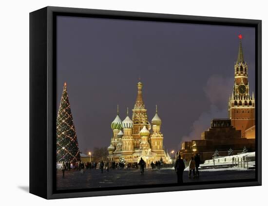 Walking Past a Huge Christmas Tree in Red Square in Moscow-null-Framed Premier Image Canvas