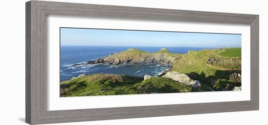 Walking the Coastal Footpath Near the Rumps in Spring Sunshine, Pentire Headland, Cornwall, England-Peter Barritt-Framed Photographic Print