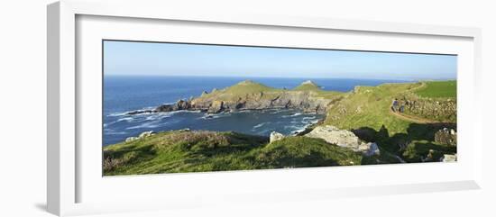 Walking the Coastal Footpath Near the Rumps in Spring Sunshine, Pentire Headland, Cornwall, England-Peter Barritt-Framed Photographic Print