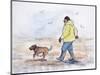 Walking the Dog - 01 (Pen and Watercolour)-Margaret Loxton-Mounted Giclee Print
