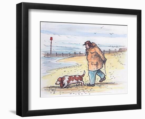 Walking the Dog - 02 (Pen and Watercolour)-Margaret Loxton-Framed Giclee Print