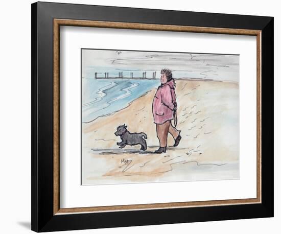 Walking the Dog - 03 (Pen and Watercolour)-Margaret Loxton-Framed Giclee Print