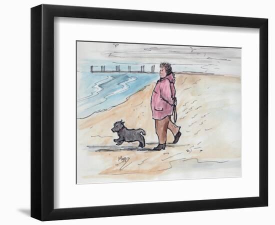 Walking the Dog - 03 (Pen and Watercolour)-Margaret Loxton-Framed Giclee Print