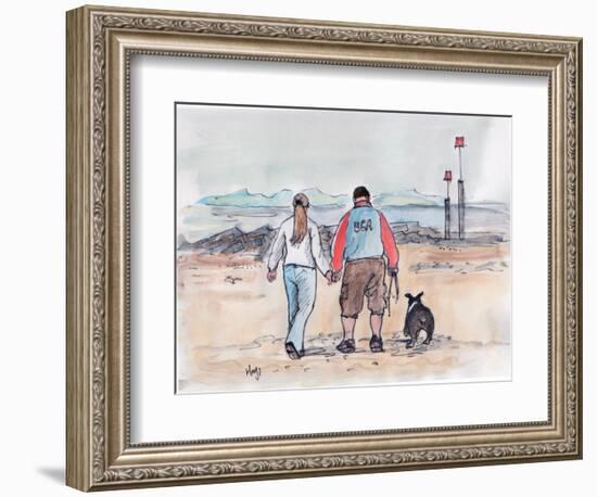 Walking the Dog - 04 (Pen and Watercolour)-Margaret Loxton-Framed Giclee Print