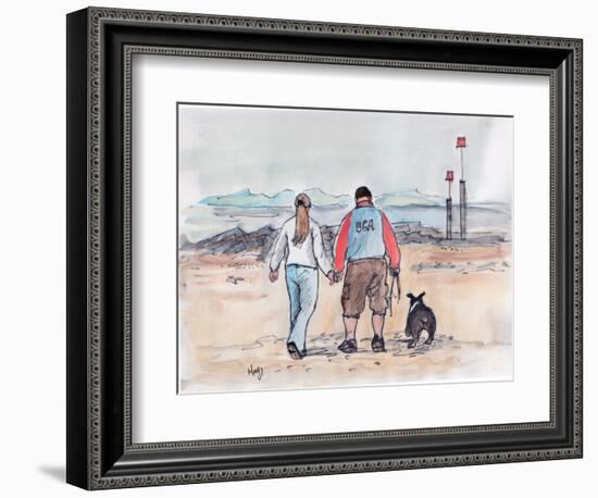 Walking the Dog - 04 (Pen and Watercolour)-Margaret Loxton-Framed Giclee Print