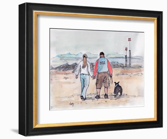 Walking the Dog - 04 (Pen and Watercolour)-Margaret Loxton-Framed Giclee Print