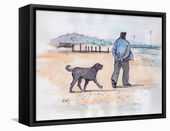 Walking the Dog - 07 (Pen and Watercolour)-Margaret Loxton-Framed Premier Image Canvas