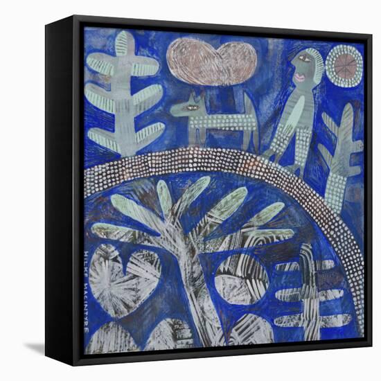 Walking the Dog - Blue-Hilke Macintyre-Framed Premier Image Canvas