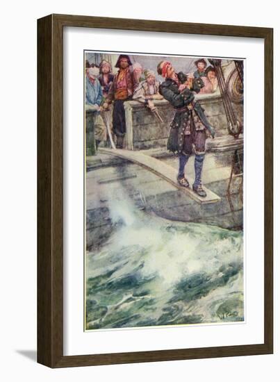 Walking the Plank', Illustration from 'The Master of Ballantrae' by Robert Louis Stevenson-Walter Stanley Paget-Framed Giclee Print